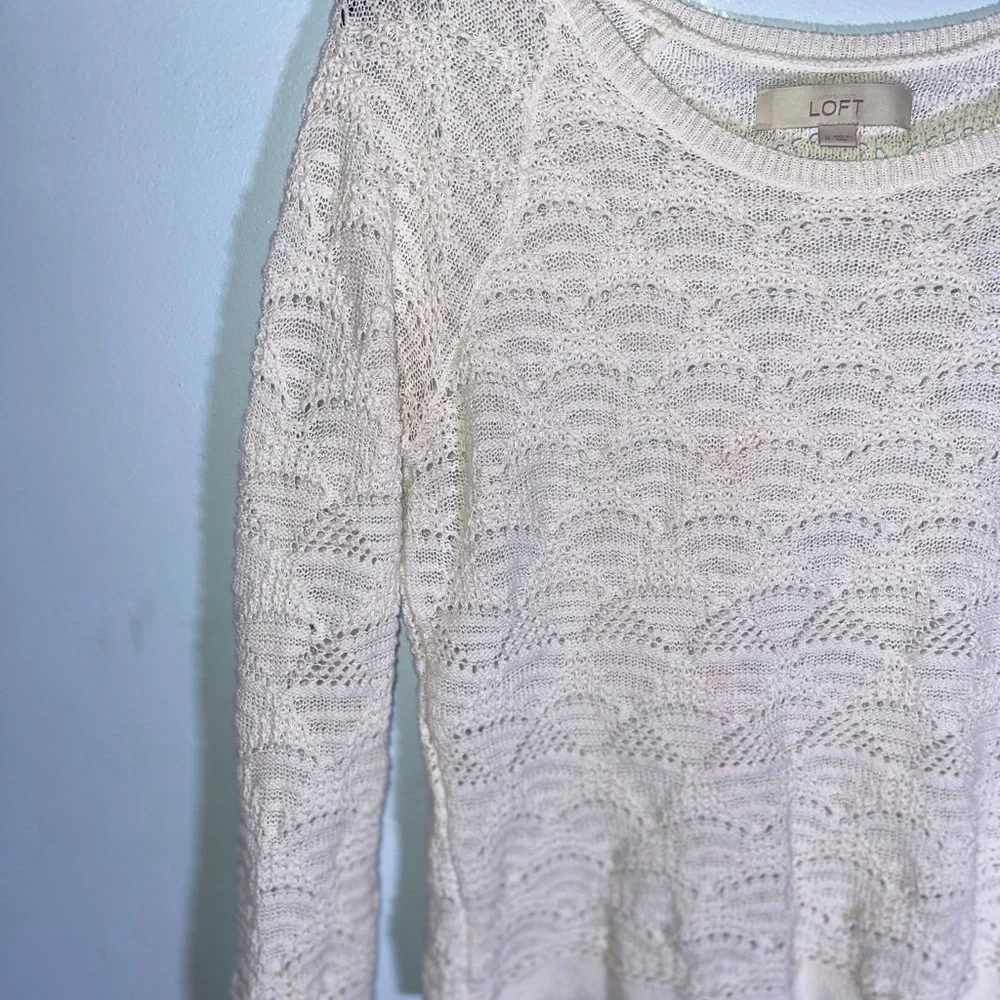 LOFT Ivory Textured Knit Top - Picture 5 of 8